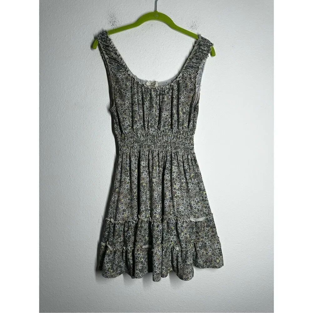 No Comment Women's Dress Ditsy Floral Knot Shoulder Ruffle Hem Multicolor Sz XL